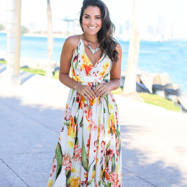 🌸 Flowy Boho Beach Dress – Sleeveless, Floral & Perfect for Summer 🌸