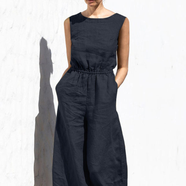 ✨ Chic & Comfy High-Waist Sleeveless Jumpsuit – Casual Loose Fit for Effortless Style ✨