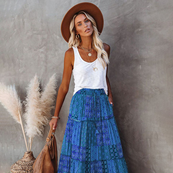Boho Chic High Waist Maxi Skirt – Flowy, Stylish & Comfy