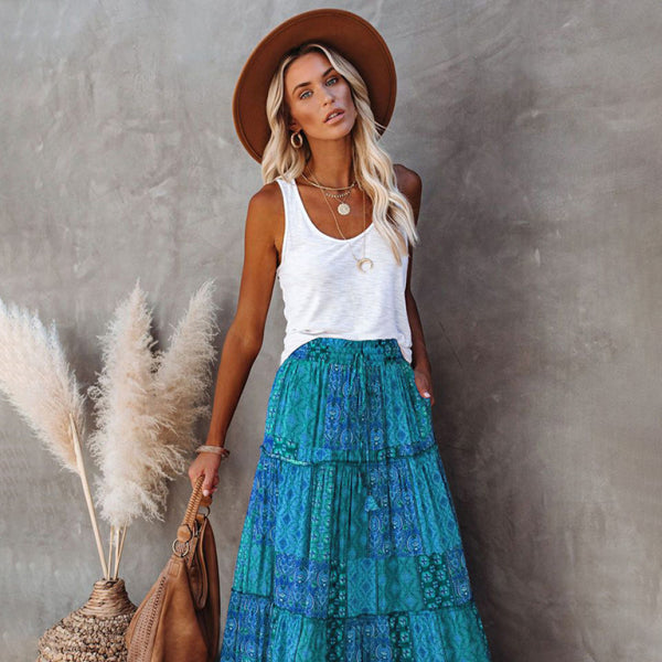Boho Chic High Waist Maxi Skirt – Flowy, Stylish & Comfy