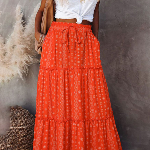 Boho Chic High Waist Maxi Skirt – Flowy, Stylish & Comfy