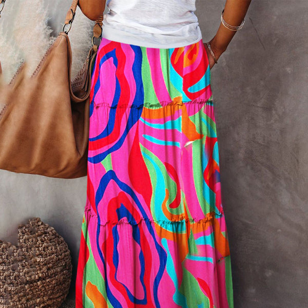 Boho Chic High Waist Maxi Skirt – Flowy, Stylish & Comfy
