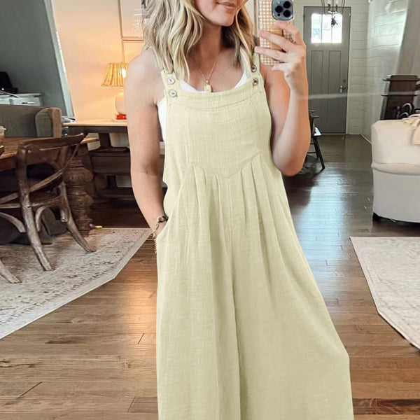 ✨ Chic Linen Wide-Leg Overalls – Comfy, Casual & Stylish Jumpsuit for Women ✨