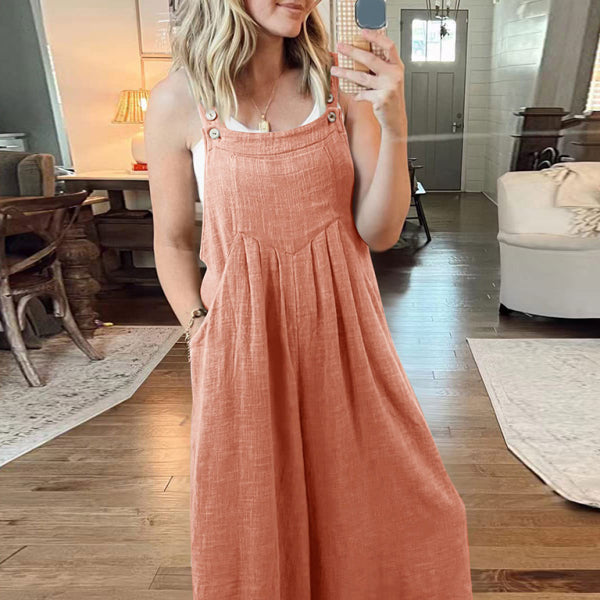 ✨ Chic Linen Wide-Leg Overalls – Comfy, Casual & Stylish Jumpsuit for Women ✨