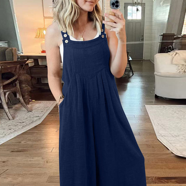✨ Chic Linen Wide-Leg Overalls – Comfy, Casual & Stylish Jumpsuit for Women ✨