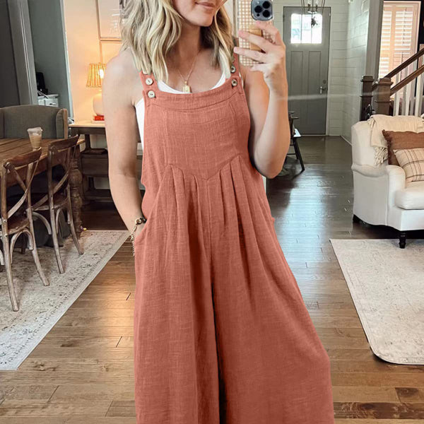 ✨ Chic Linen Wide-Leg Overalls – Comfy, Casual & Stylish Jumpsuit for Women ✨