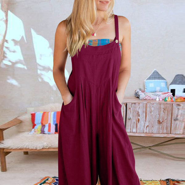 ✨ Chic Linen Wide-Leg Overalls – Comfy, Casual & Stylish Jumpsuit for Women ✨