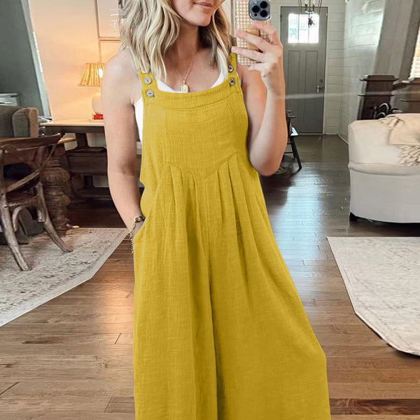 ✨ Chic Linen Wide-Leg Overalls – Comfy, Casual & Stylish Jumpsuit for Women ✨