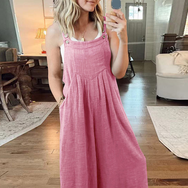 ✨ Chic Linen Wide-Leg Overalls – Comfy, Casual & Stylish Jumpsuit for Women ✨