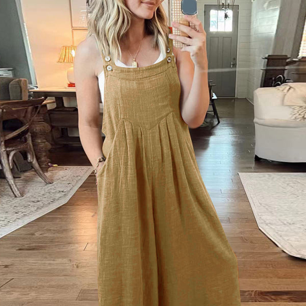 ✨ Chic Linen Wide-Leg Overalls – Comfy, Casual & Stylish Jumpsuit for Women ✨