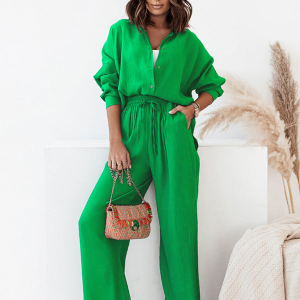 🛍️ Chic & Comfy Women's Two-Piece Set – Long Sleeve Top & Casual Pants ✨