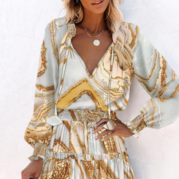 π€ Chic Long Sleeve V-Neck Waist Dress β Trendy & Flattering Fit π€