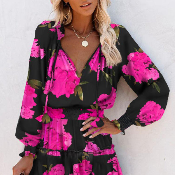 π€ Chic Long Sleeve V-Neck Waist Dress β Trendy & Flattering Fit π€