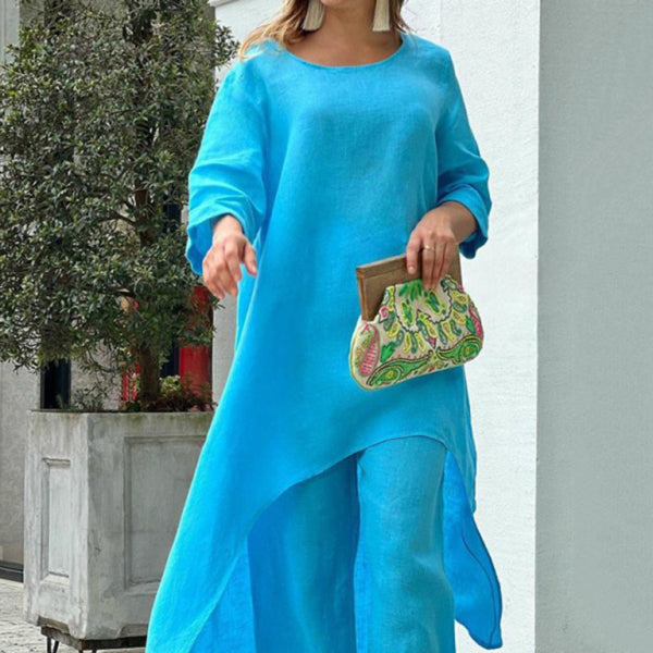 ✨ Chic & Comfy Wide-Leg Two-Piece Set – Stylish Long-Sleeve Lounge Outfit for Women ✨