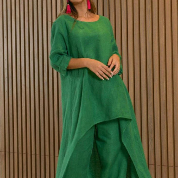 ✨ Chic & Comfy Wide-Leg Two-Piece Set – Stylish Long-Sleeve Lounge Outfit for Women ✨