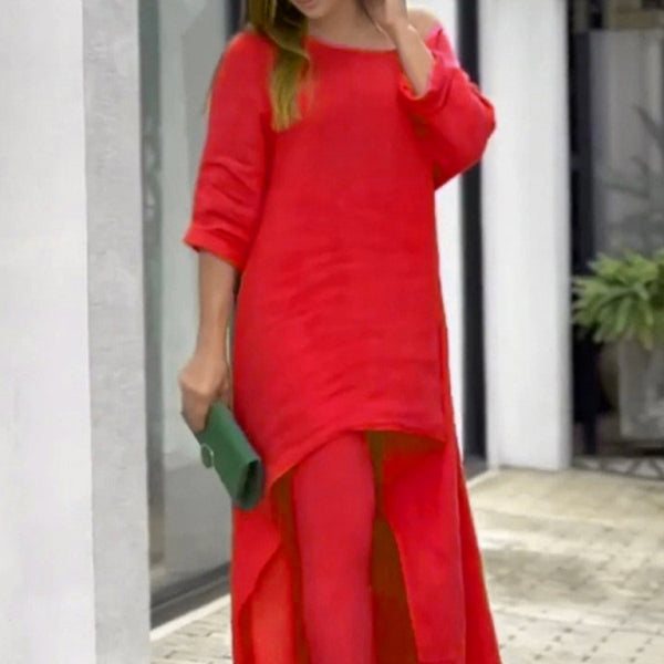 ✨ Chic & Comfy Wide-Leg Two-Piece Set – Stylish Long-Sleeve Lounge Outfit for Women ✨