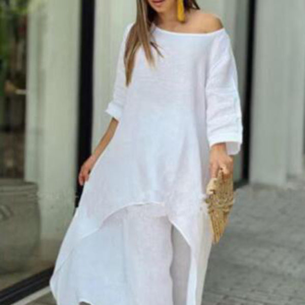 ✨ Chic & Comfy Wide-Leg Two-Piece Set – Stylish Long-Sleeve Lounge Outfit for Women ✨