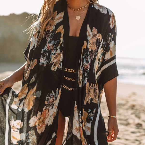 πΈ Chic Printed Chiffon Beach Cover Up Slit Blouse β Vacation Ready βοΈ