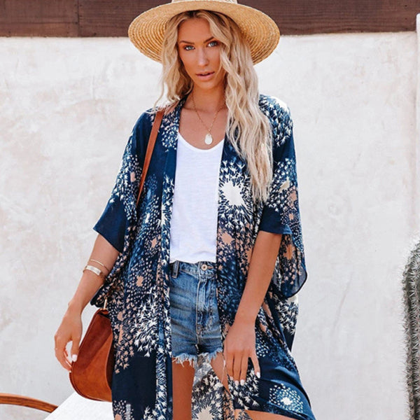 πΈ Chic Printed Chiffon Beach Cover Up Slit Blouse β Vacation Ready βοΈ