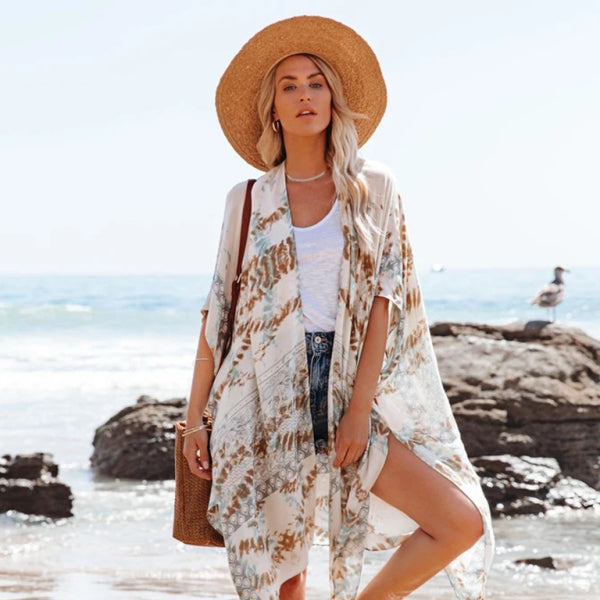 πΈ Chic Printed Chiffon Beach Cover Up Slit Blouse β Vacation Ready βοΈ