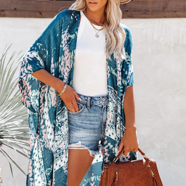 πΈ Chic Printed Chiffon Beach Cover Up Slit Blouse β Vacation Ready βοΈ