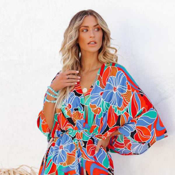 β¨ Chic Printed Waist Jumpsuit β Stylish & Comfy Short Sleeve Romper β¨