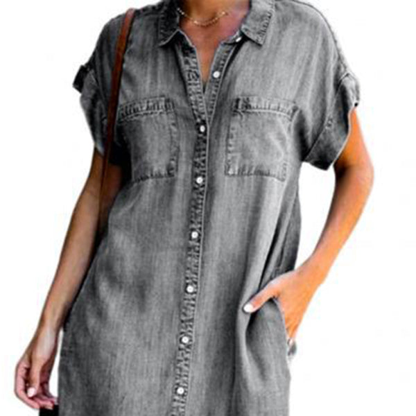 🦋 Chic Slim-Fit Denim Midi Dress – Casual & Stylish for Spring Summer 💙