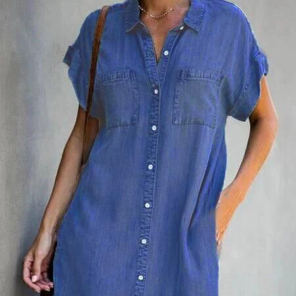 🦋 Chic Slim-Fit Denim Midi Dress – Casual & Stylish for Spring Summer 💙