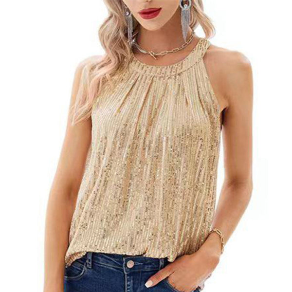 ✨ Sparkle All Night Sequin Halter Tank Top – Chic & Trendy Sleeveless Style ✨