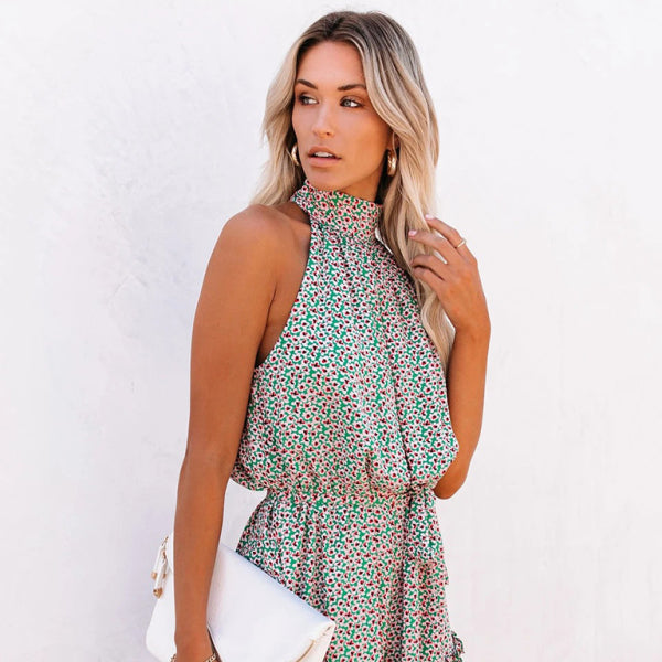 🌸 Flirty Floral Halter Dress – Boho Chic Summer Must-Have 🌸