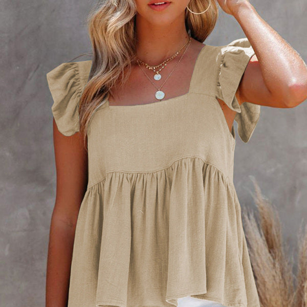 Chic Square Neck Fly Sleeve Top – Trendy & Flattering Fit for Any Occasion