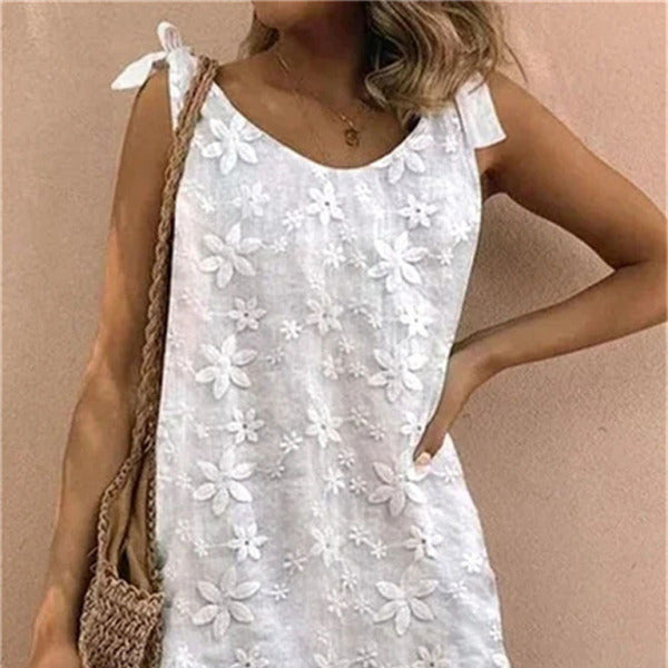 ποΈ Chic Bow Strap Jumpsuit β Stylish Embroidered One-Piece for Any Occasion β¨