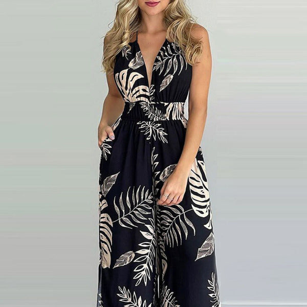 ✨ Chic Printed Halter Neck Jumpsuit for Women – Stylish & Trendy Summer Outfit ✨