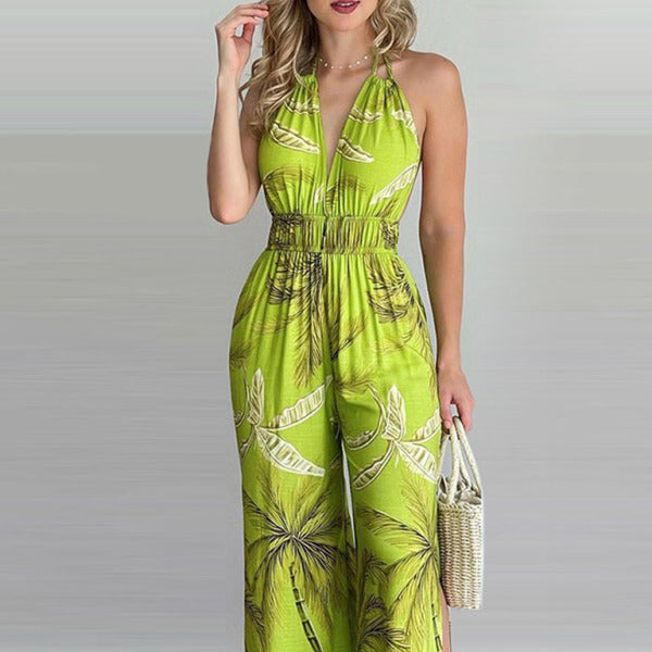 ✨ Chic Printed Halter Neck Jumpsuit for Women – Stylish & Trendy Summer Outfit ✨