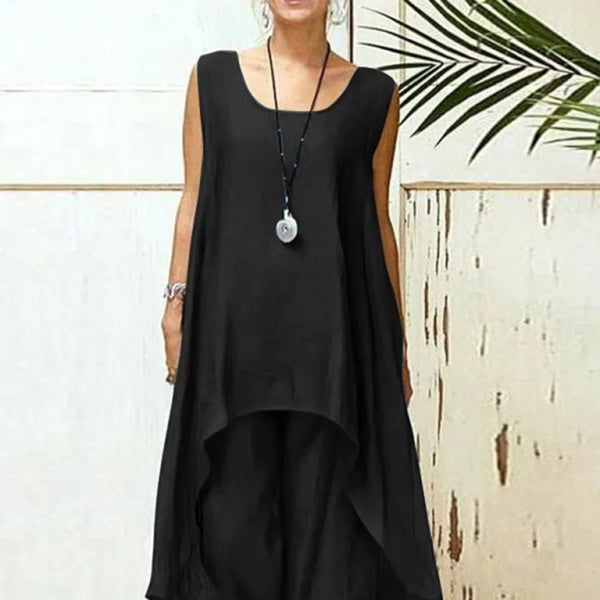 ποΈ Chic Cotton Linen Two-Piece Set β Sleeveless Top & Wide-Leg Pants for Effortless Style β¨