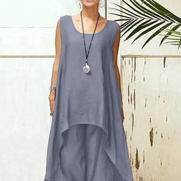 ποΈ Chic Cotton Linen Two-Piece Set β Sleeveless Top & Wide-Leg Pants for Effortless Style β¨