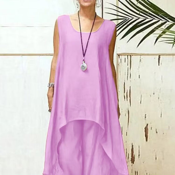 ποΈ Chic Cotton Linen Two-Piece Set β Sleeveless Top & Wide-Leg Pants for Effortless Style β¨