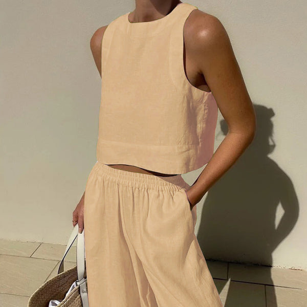 ποΈ Chic & Comfy Two-Piece Set β Sleeveless Top & Trousers for Effortless Style β¨