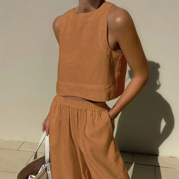 ποΈ Chic & Comfy Two-Piece Set β Sleeveless Top & Trousers for Effortless Style β¨