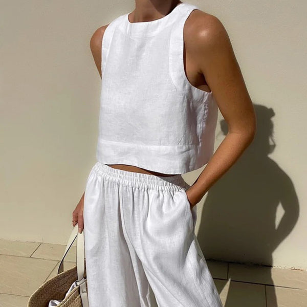 ποΈ Chic & Comfy Two-Piece Set β Sleeveless Top & Trousers for Effortless Style β¨