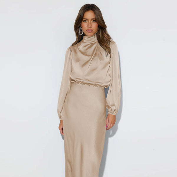 β¨ Elegant Satin Long Sleeve Dress β Chic, Comfy & Perfect for Any Occasion β¨