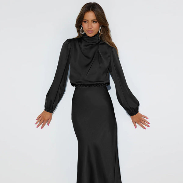 β¨ Elegant Satin Long Sleeve Dress β Chic, Comfy & Perfect for Any Occasion β¨