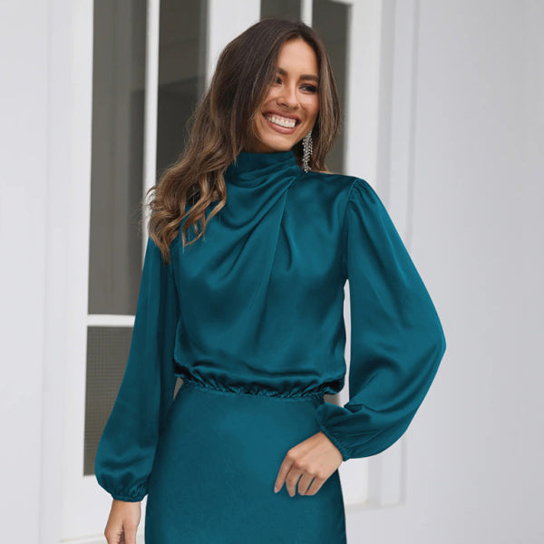 β¨ Elegant Satin Long Sleeve Dress β Chic, Comfy & Perfect for Any Occasion β¨