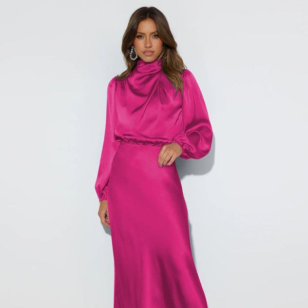 β¨ Elegant Satin Long Sleeve Dress β Chic, Comfy & Perfect for Any Occasion β¨