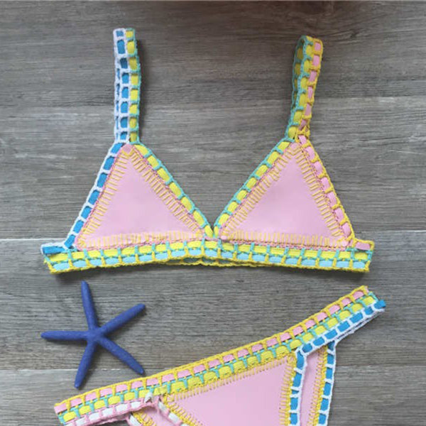 π©· Hand-Crocheted Bikini Set Knit Swimsuit β Boho Beachwear Must-Have βοΈ