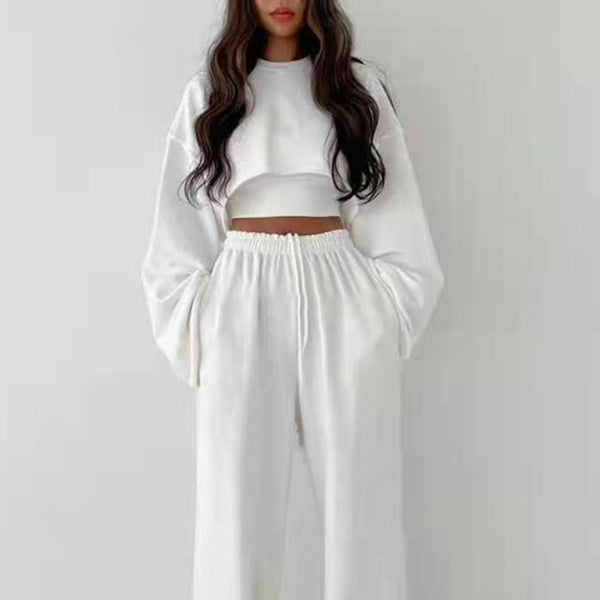 π€ Chic 3-Piece Set β Cropped Sweater + Wide-Leg Suspender Pants β Trendy & Comfy Outfit π₯