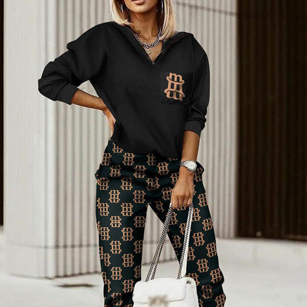 ποΈ Chic Printed Sweater & Trousers Set Cozy 2-Piece Lounge Outfit Trendy & Comfy ποΈ
