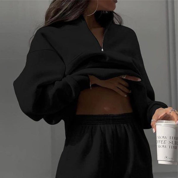 ποΈ Cozy Chic Zip-Up Sweater Set Long Sleeve Lounge Two-Piece Outfit β¨