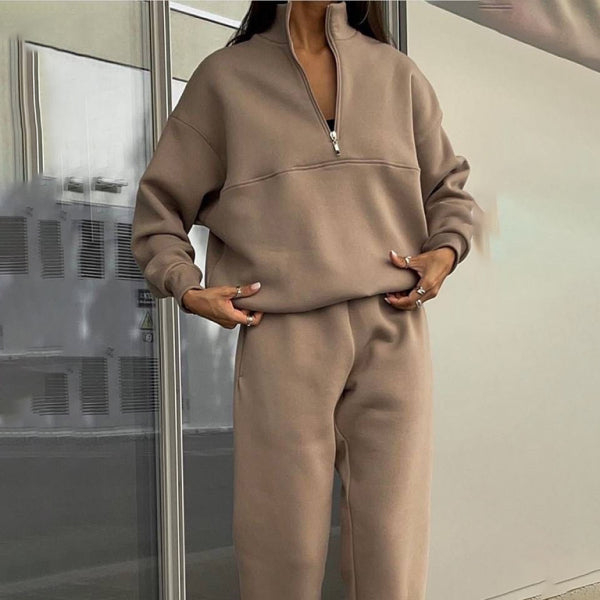 ποΈ Cozy Chic Zip-Up Sweater Set Long Sleeve Lounge Two-Piece Outfit β¨