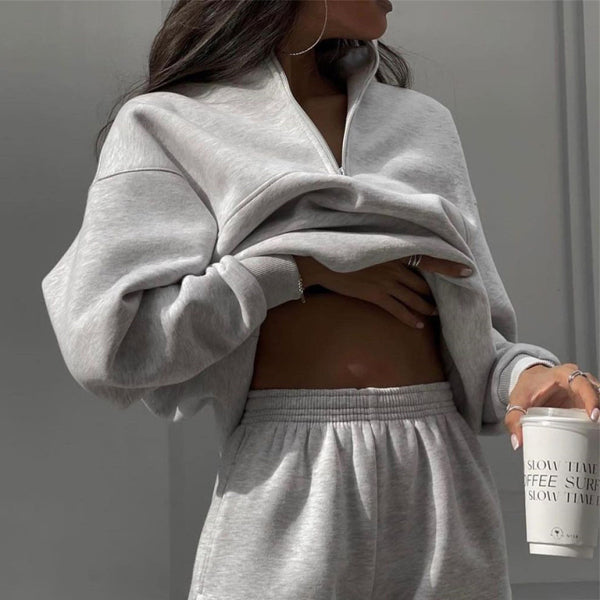 ποΈ Cozy Chic Zip-Up Sweater Set Long Sleeve Lounge Two-Piece Outfit β¨